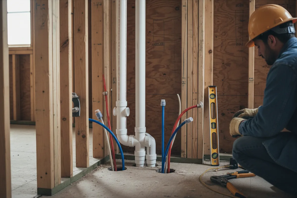 Drain and supply rough-in during Leak Detection in Nedrow