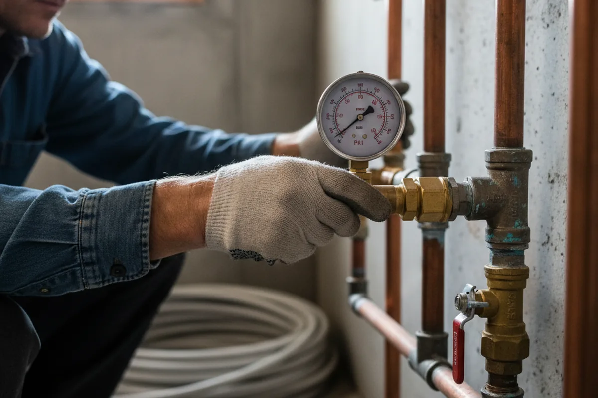 Pressure testing a repaired line during Water Line Repair in Nedrow
